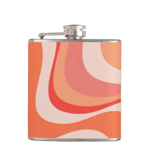 Colourful modern retro waves design hip flask