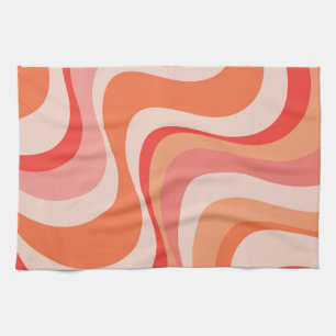 Colourful modern retro waves design kitchen towel