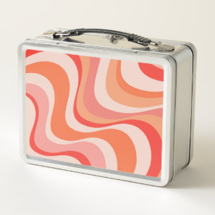 Colourful modern retro waves design metal lunch box