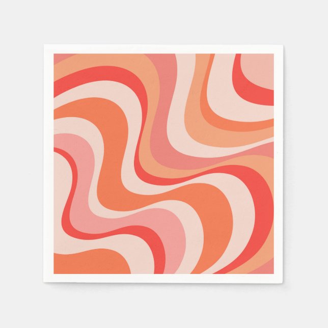 Colourful modern retro waves design napkin (Front)