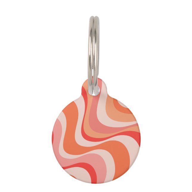 Colourful modern retro waves design pet tag (Front)