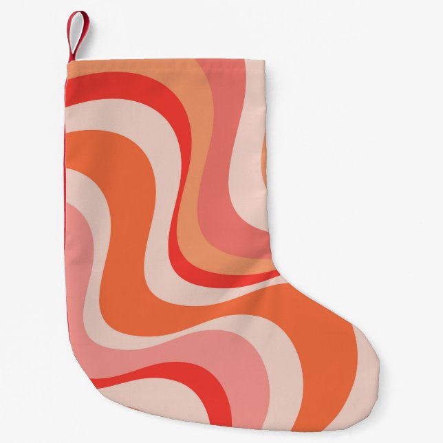 Colourful modern retro waves design small christmas stocking (Front)