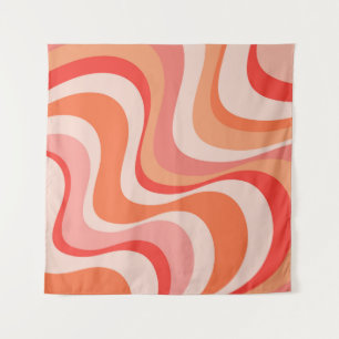 Colourful modern retro waves design tapestry