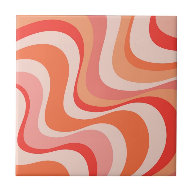 Colourful modern retro waves design tile (Front)