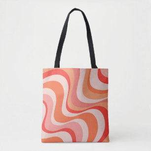 Colourful modern retro waves design tote bag