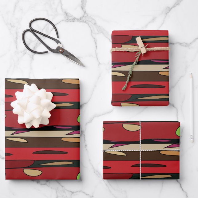 Colourful Modern Rug Striped Pattern Wrapping Paper Sheet (Front)
