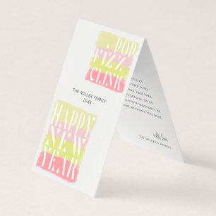 Colourful Modern Script New Years Party Folded Car