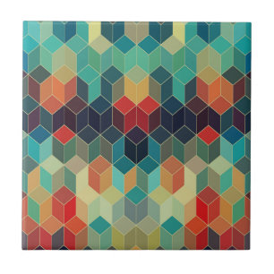 Colourful Modern Seamless Cubes Geometric Pattern Tile