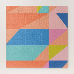 Colourful Modern Shapes in Bright Blue and Orange Jigsaw Puzzle