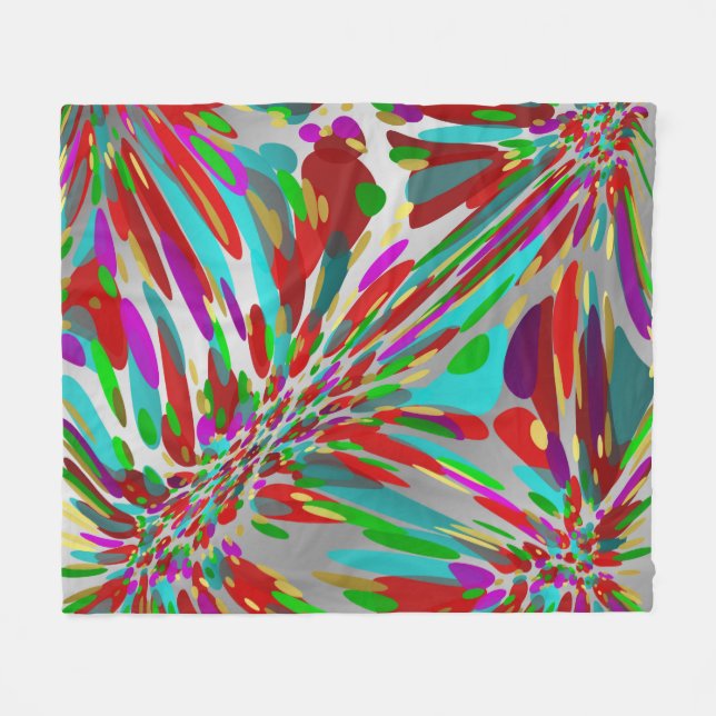 colourful modern silver pattern fleece blanket (Front (Horizontal))