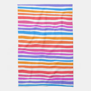 Colourful Modern Simple Stripes Rainbow Pattern Kitchen Towel