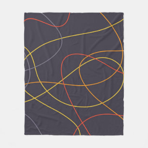 Colourful, modern, simple, trendy,curvy messy line fleece blanket