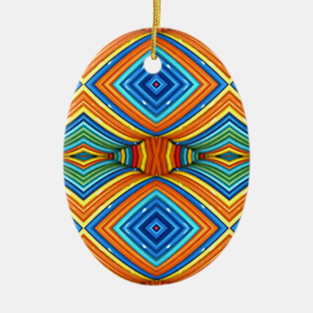 Colourful Modern Southwest Pattern Ceramic Ornament (Front)