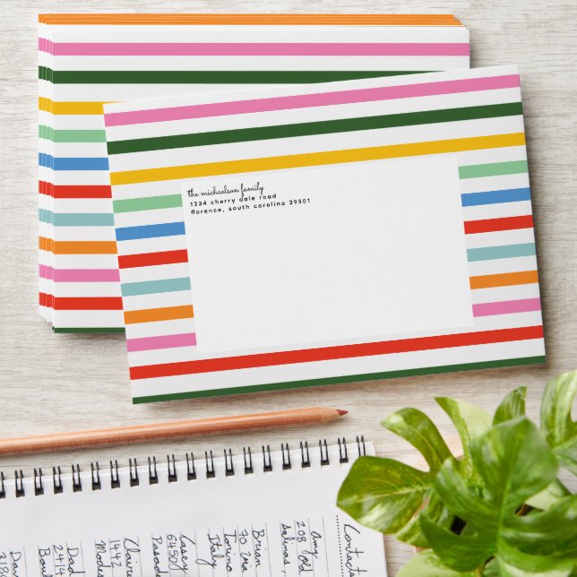 Colourful Modern Stripe Fun Mail Envelope (Stacked)