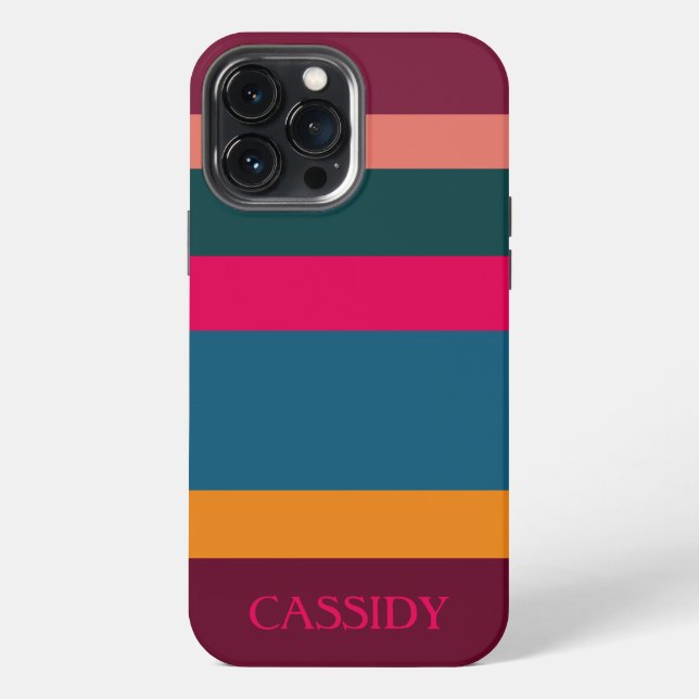 Colourful modern striped iPhone case (Back)