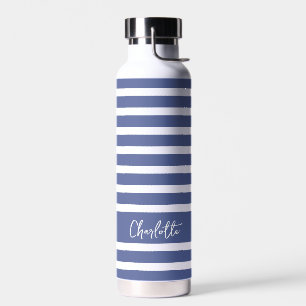 Colourful Modern Stripes Customize Name  Water Bottle