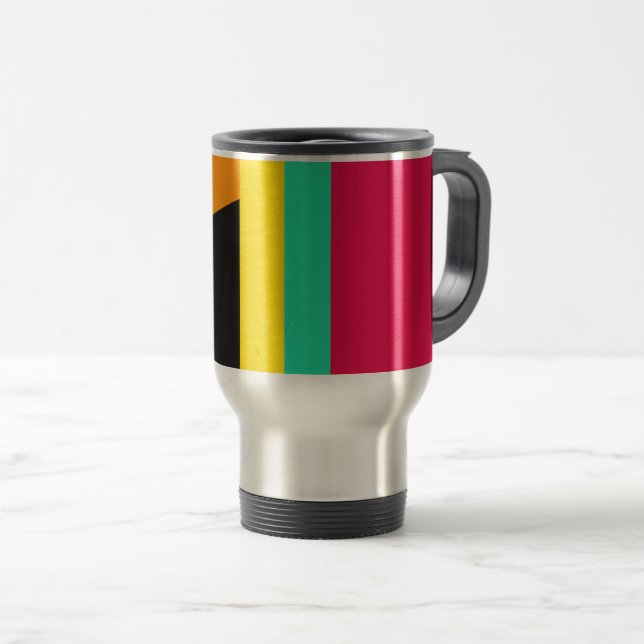 Colourful modern stripes pattern travel mug (Front Right)