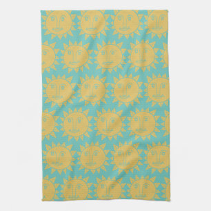 Colourful Modern Suns Yellow Pattern Kitchen Towel