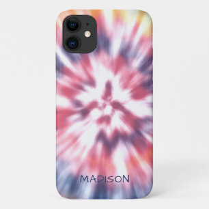 Colourful Modern Tie Dye Pattern Personalized Name iPhone 11 Case