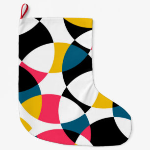 Colourful, modern, trendy, cool circular graphic large christmas stocking