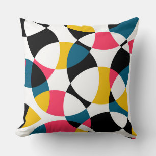 Colourful, modern, trendy, cool circular graphic throw pillow