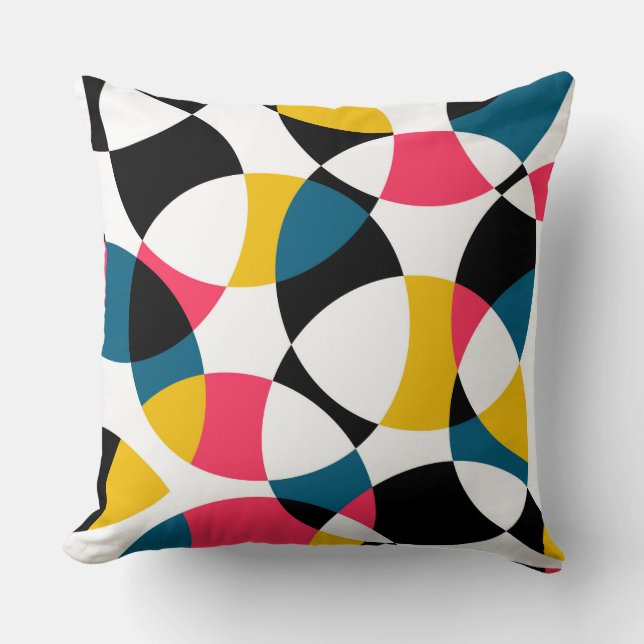 Colourful, modern, trendy, cool circular graphic throw pillow (Front)