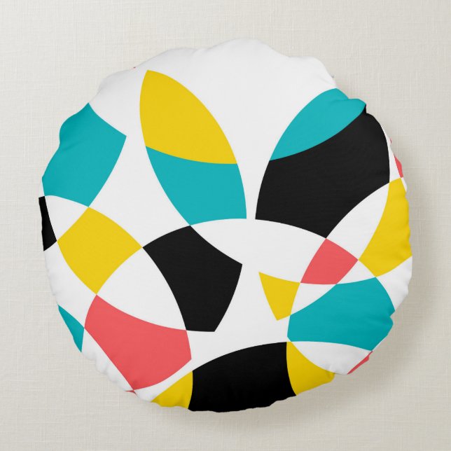 Colourful, modern, trendy, cool, unique circular round pillow (Back)