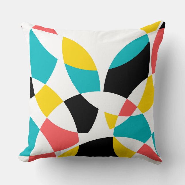 Colourful, modern, trendy, cool, unique circular throw pillow (Front)