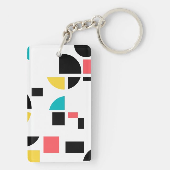 Colourful, modern, trendy, fun, cheerful geometric keychain (Back)
