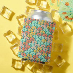 Colourful Modern Trendy Geometric Fish Scale Can Cooler