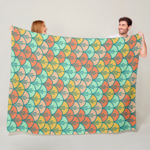Colourful Modern Trendy Geometric Fish Scale Fleece Blanket