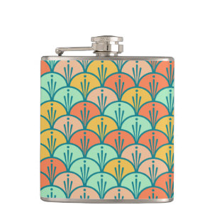 Colourful Modern Trendy Geometric Fish Scale Hip Flask