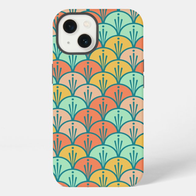 Colourful Modern Trendy Geometric Fish Scale iPhone Case (Back)