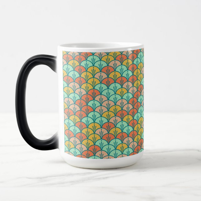 Colourful Modern Trendy Geometric Fish Scale Magic Mug (Left)