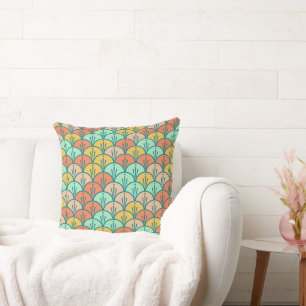 Colourful Modern Trendy Geometric Fish Scale Throw Pillow