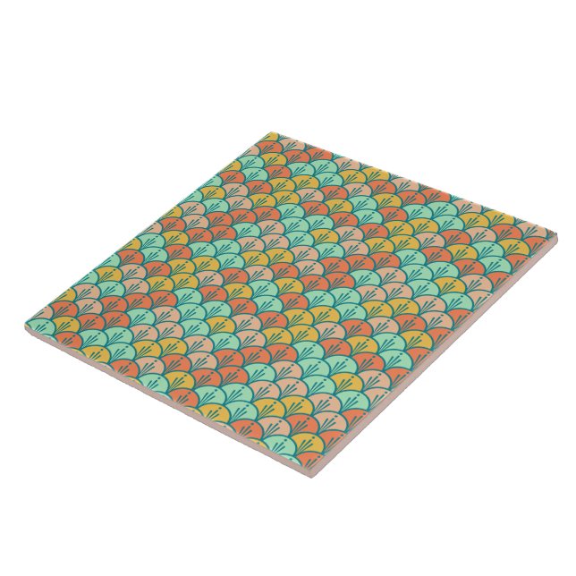 Colourful Modern Trendy Geometric Fish Scale Tile (Side)