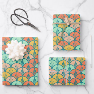 Colourful Modern Trendy Geometric Fish Scale Wrapping Paper Sheet