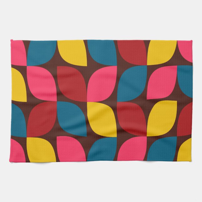 Colourful, modern, trendy, urban flower abstractio kitchen towel (Horizontal)