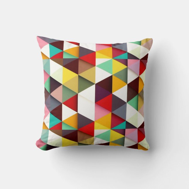 Colourful Modern Triangle Pattern Throw Pillow (Front)