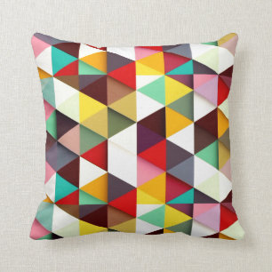 Colourful Modern Triangle Pattern Throw Pillow
