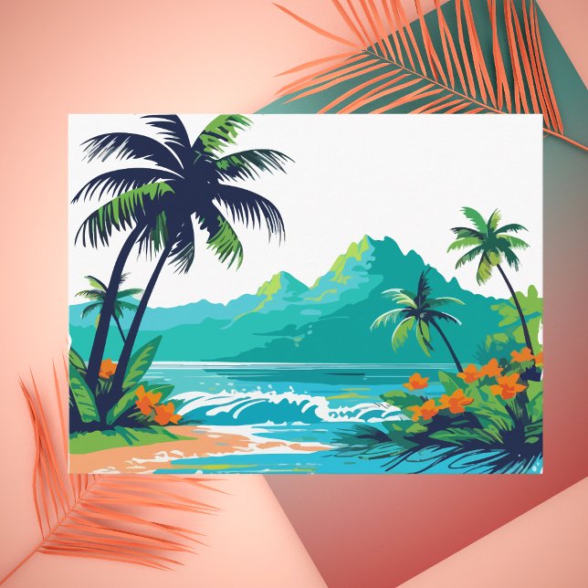 Colourful Modern Tropical Beach State  Postcard (Creator Uploaded)
