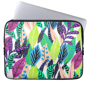 Colourful Modern Tropical Botanical Pattern Laptop Sleeve