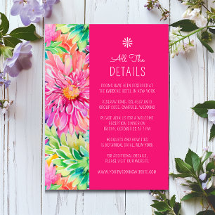 Colourful Modern Tropical Floral Wedding Details Enclosure Card