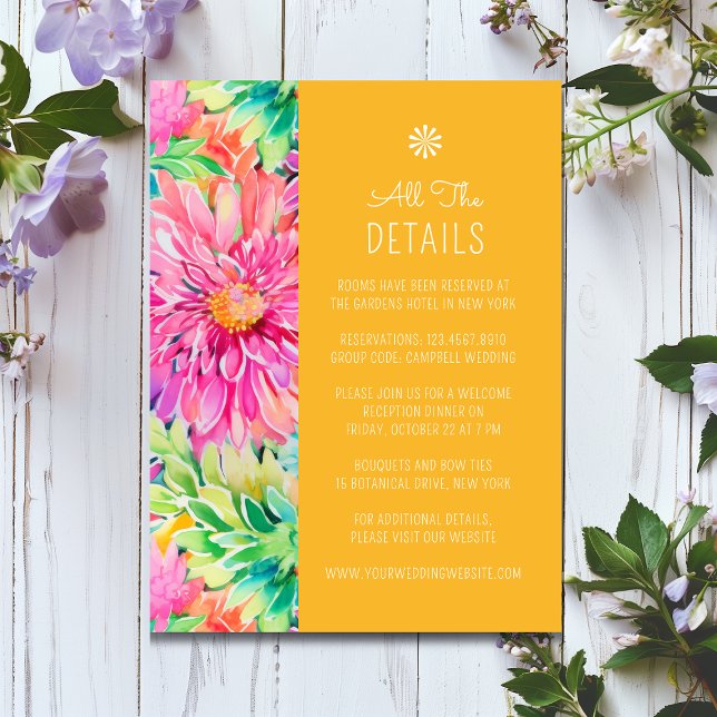 Colourful Modern Tropical Floral Wedding Details Enclosure Card (Creator Uploaded)