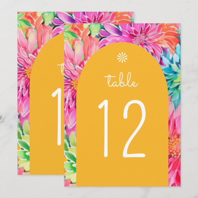 Colourful Modern Tropical Watercolor Floral Weddin Invitation (Front/Back)