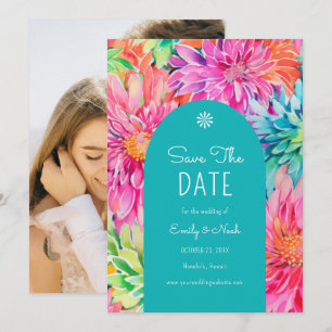 Colourful Modern Tropical Watercolor Floral Weddin Save The Date