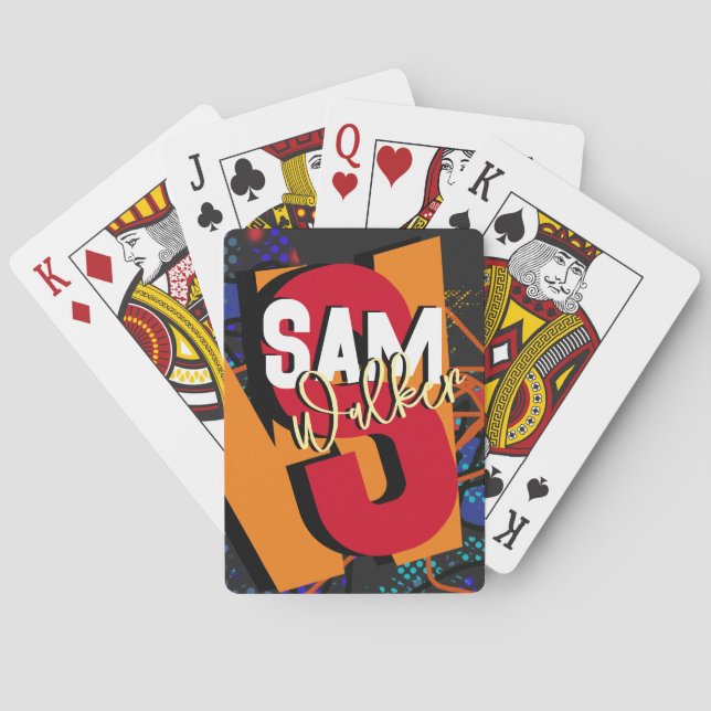 Colourful Modern Typography Name & Initials Playing Cards (Back)