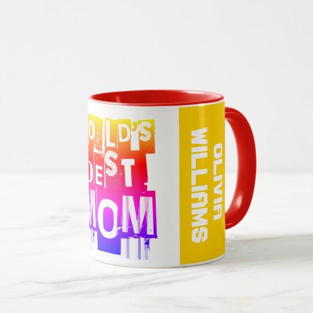 Colourful Modern Typography World's Best Mom Mug (Front Right)