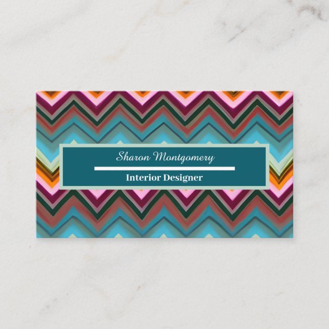 Colourful Modern V Shape Pattern Business Card (Front)