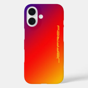 Colourful Modern Vivid Rainbow, Personalized Name iPhone 16 Case